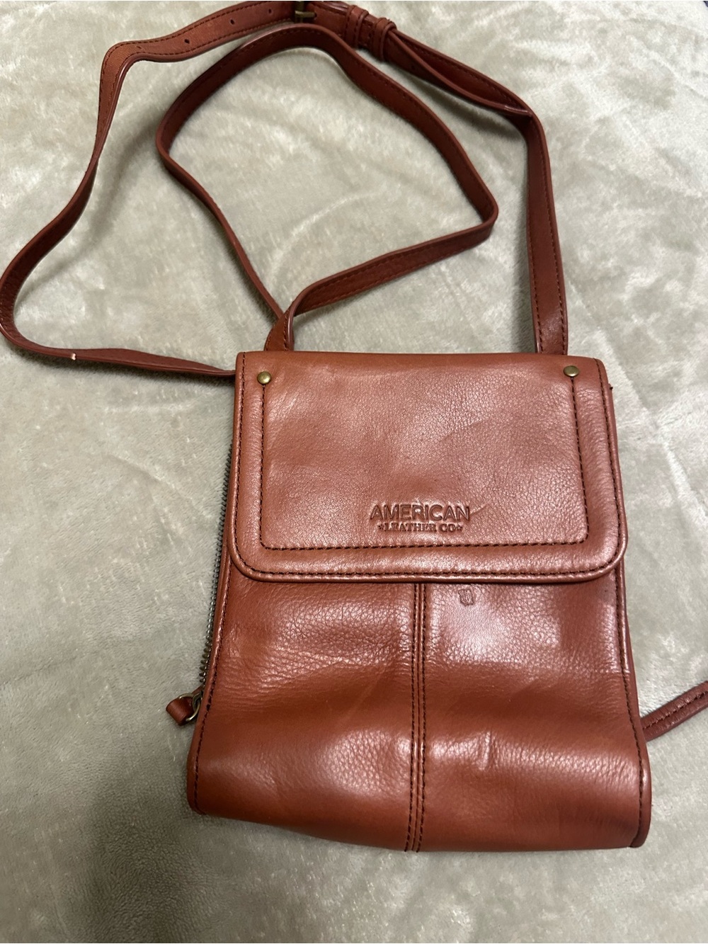 American Tourister Brown Leather Crossbody Bag
